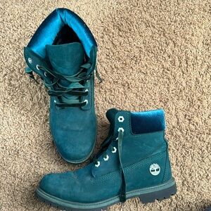 Limited edition Teal Velour Timbs